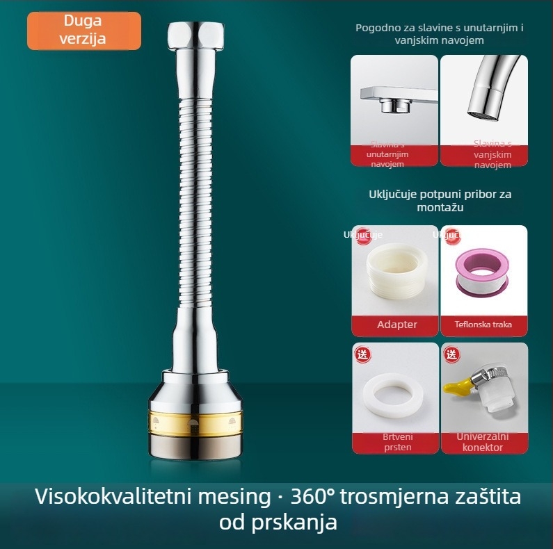 Produžni nastavak za kuhinjsku slavinu s povećanim tlakom, zaštita od prskanja, universalni adapter
