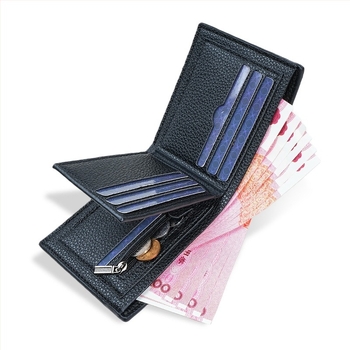 DEFULI muški novčanik od PU kože, kratki bifold, s višestrukim pretincima za kartice, ultra lagan, proširiv i sklopiv