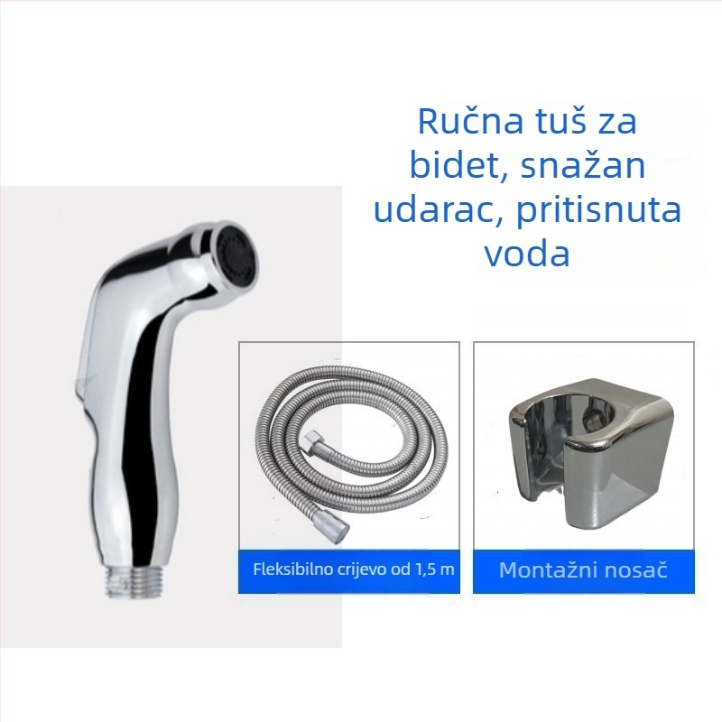Set tuš za bide s zidnim montiranjem i okruglom glavom tuša (ABS; zidni priključak; okrugla glavom tuša; ≤90°C; 0,5–1 MPa)