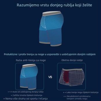 Muške sportske bokserice s produženom nogom, protiv trenja, brzo se suše, 90–95% viskoza