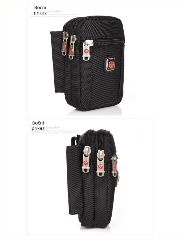 Muška torbica za telefon sa zatvaračem, Oxford materijal, vertikalni kvadratni oblik, ulični stil