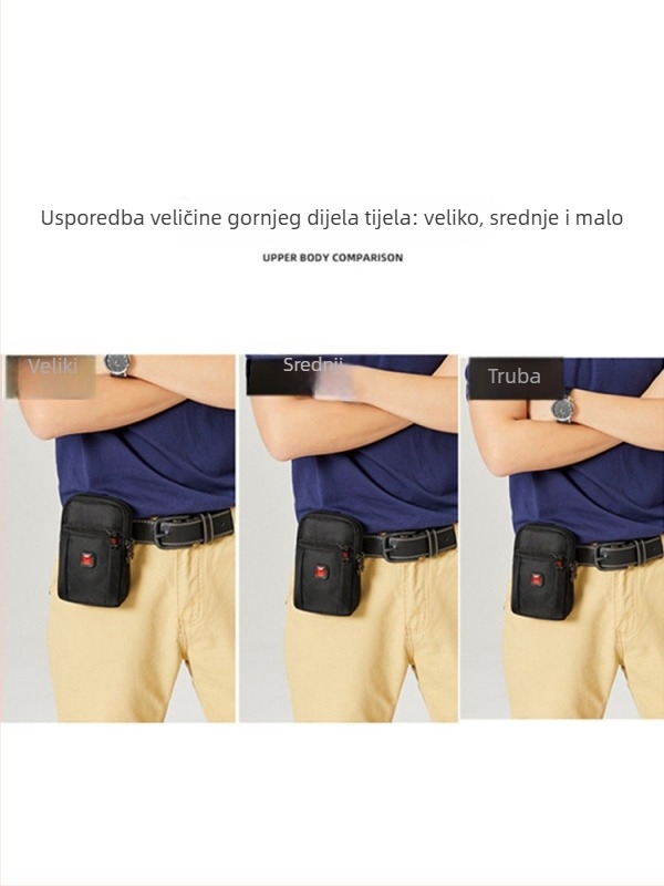 Muška torbica za telefon sa zatvaračem, Oxford materijal, vertikalni kvadratni oblik, ulični stil