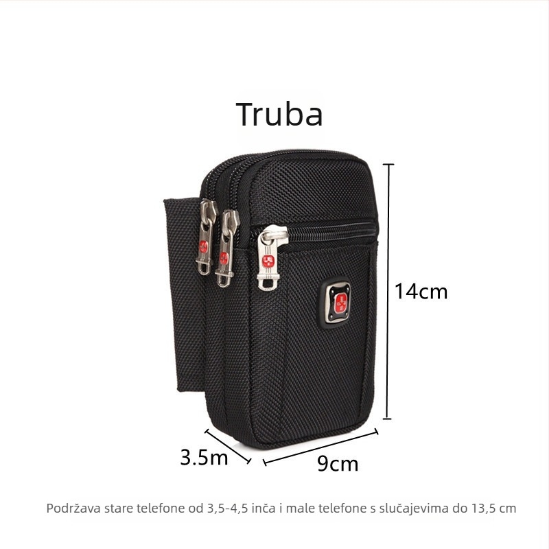 Muška torbica za telefon sa zatvaračem, Oxford materijal, vertikalni kvadratni oblik, ulični stil