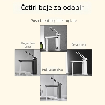 Bakrena miješajuća slavina za umivaonik, postavljena na ploču, keramički kartridžni ventil, jednodomna ručica, 0–99°C, 0,8 MPa