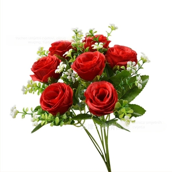 Yu Chen svilene ruže buket — umjetne ruže, stilizirane stabljike injekcijskim oblikovanjem
