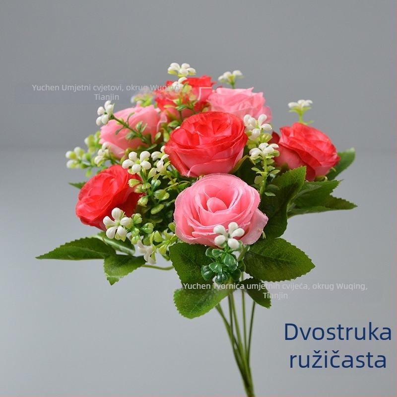 Yu Chen svilene ruže buket — umjetne ruže, stilizirane stabljike injekcijskim oblikovanjem