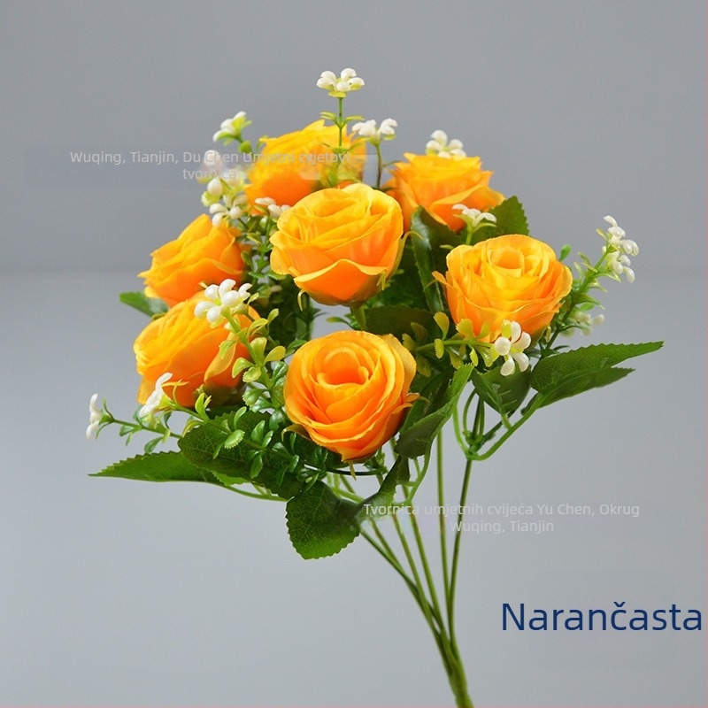 Yu Chen svilene ruže buket — umjetne ruže, stilizirane stabljike injekcijskim oblikovanjem