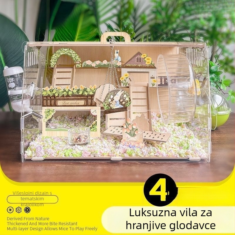 Drvena kavez za hrčka, oblik sira, unutarnja upotreba, minimalistički stil, zabava