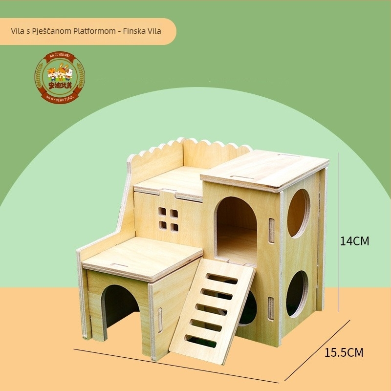 Hamsterovo gnijezdo – okruglo drveno utočište, vodootporno, crtani stil (Materijal: Silk flower; Oblik: Okrugla; Funkcija: Vodootporna; Stil: Crtani; Objekt: Hamster)