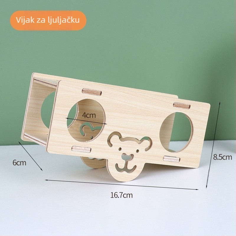 Hamsterovo gnijezdo – okruglo drveno utočište, vodootporno, crtani stil (Materijal: Silk flower; Oblik: Okrugla; Funkcija: Vodootporna; Stil: Crtani; Objekt: Hamster)