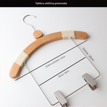 Drvene vješalice za djecu s protuklizne, klip za hlače, 10-komplet, prilagodljiv