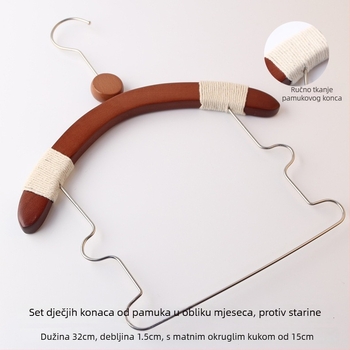 Drvene vješalice za djecu s protuklizne, klip za hlače, 10-komplet, prilagodljiv