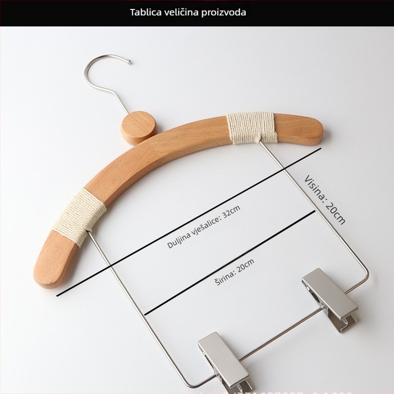 Drvene vješalice za djecu s protuklizne, klip za hlače, 10-komplet, prilagodljiv