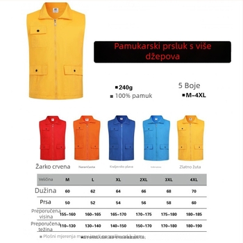 Prilagođeni volonterski radni prsluk s otisnutim logom, kapuljačom i zatvaračem, jednofarbeni uzorak, glavni materijal: 100% poliester, ravni kroj, za sve sezone