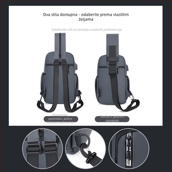 Muška prsna torba - vodootporna membrana, proširivi dizajn, velika kapaciteta, kompatibilna s 8-inčnim prijenosnim računalom, višefunkcionalna crossbody torba