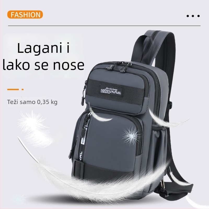 Muška prsna torba - vodootporna membrana, proširivi dizajn, velika kapaciteta, kompatibilna s 8-inčnim prijenosnim računalom, višefunkcionalna crossbody torba