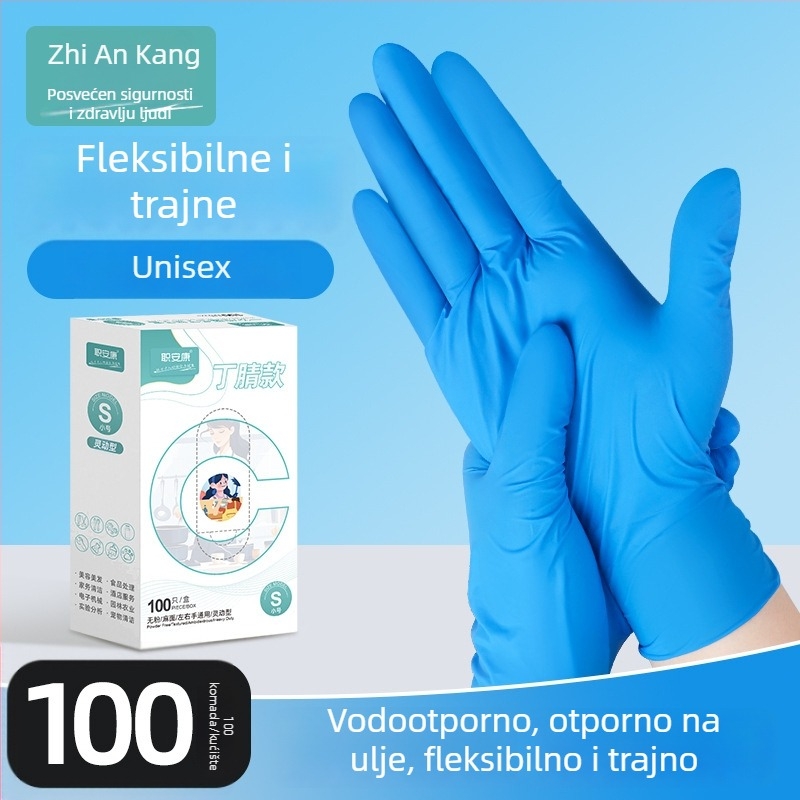 Jiankang Jednokratne nitrilne rukavice, debeli, prehrambene kvalitete, vodonepropusne i otporne na masnoće, za pranje suđa, kućnu i industrijsku upotrebu