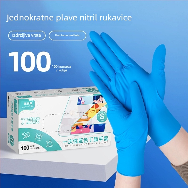 Jiankang Jednokratne nitrilne rukavice, debeli, prehrambene kvalitete, vodonepropusne i otporne na masnoće, za pranje suđa, kućnu i industrijsku upotrebu
