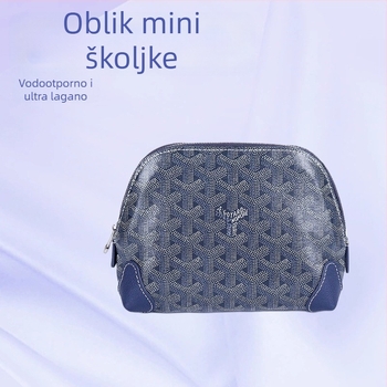 Torbica za kozmetiku od prave kože sa zatvaračem na zip, podstava od platna, vodootporna i multifunkcionalna, za svakodnevnu uporabu