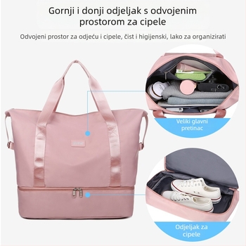 Putna torba za fitness s odjeljivanjem suho/mokro, velika kapaciteta 36–55L, vodootporan Oxford materijal, odvojeni pretinac za cipele, više džepova, za žene