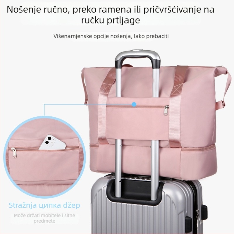 Putna torba za fitness s odjeljivanjem suho/mokro, velika kapaciteta 36–55L, vodootporan Oxford materijal, odvojeni pretinac za cipele, više džepova, za žene