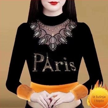 Ženska majica s dugim rukavima, opuštenog kroja (Poliester; dugi rukavi; opušteni kroj; obična duljina; mock vrat)