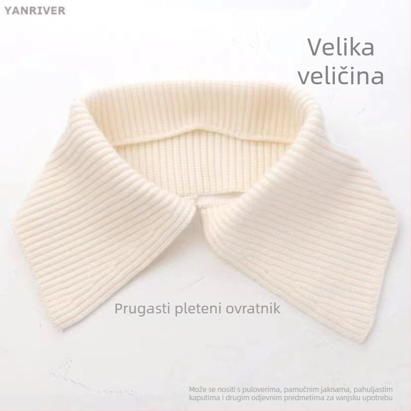 Set ovratnika s odvojivom - žlijebasti pleteni, šav s perom, vanjski i podstava od poliestera, za djecu, proljeće 2025