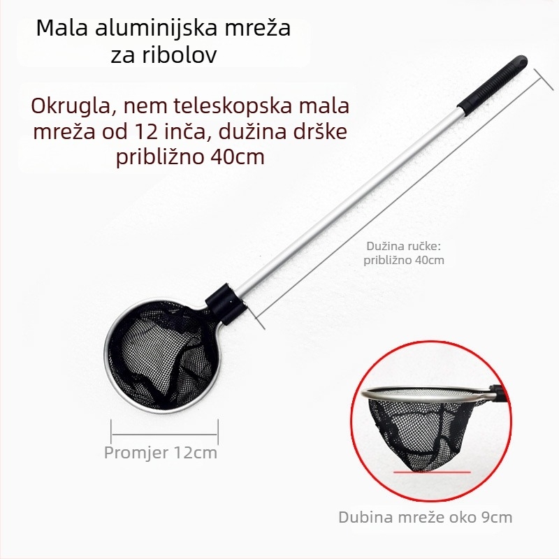 Aluminijska mreža za akvarij s teleskopskom drškom i poliester mrežom, 500 g, oprema za akvarij