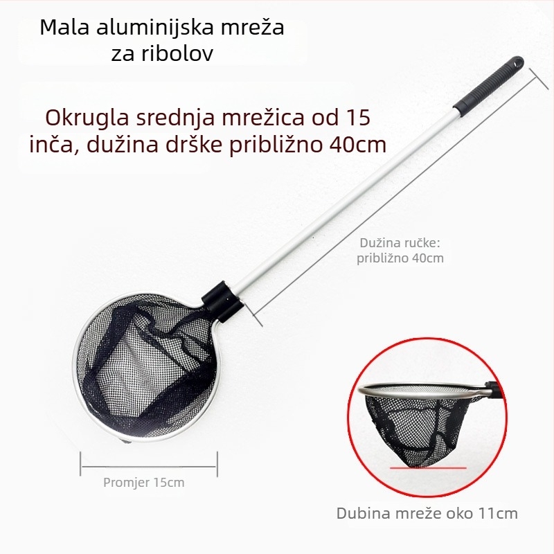 Aluminijska mreža za akvarij s teleskopskom drškom i poliester mrežom, 500 g, oprema za akvarij