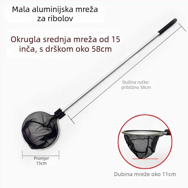 Aluminijska mreža za akvarij s teleskopskom drškom i poliester mrežom, 500 g, oprema za akvarij
