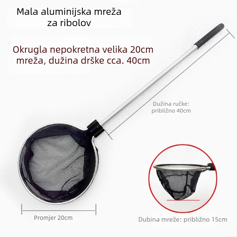 Aluminijska mreža za akvarij s teleskopskom drškom i poliester mrežom, 500 g, oprema za akvarij