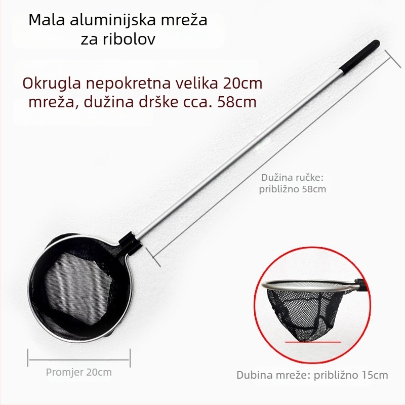 Aluminijska mreža za akvarij s teleskopskom drškom i poliester mrežom, 500 g, oprema za akvarij