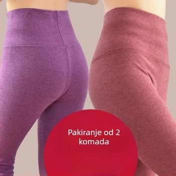 Ženske dvostrano velur hlače za grijanje, duge, visoki pojas, 90-95% poliester