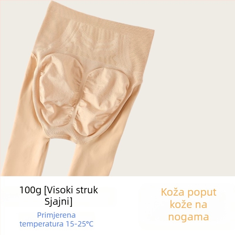 Najlon čarape s flis podstavom, debele, visok struk, podizanje stražnjice, oblikovanje nogu, zimske čarape