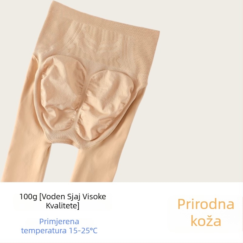 Najlon čarape s flis podstavom, debele, visok struk, podizanje stražnjice, oblikovanje nogu, zimske čarape
