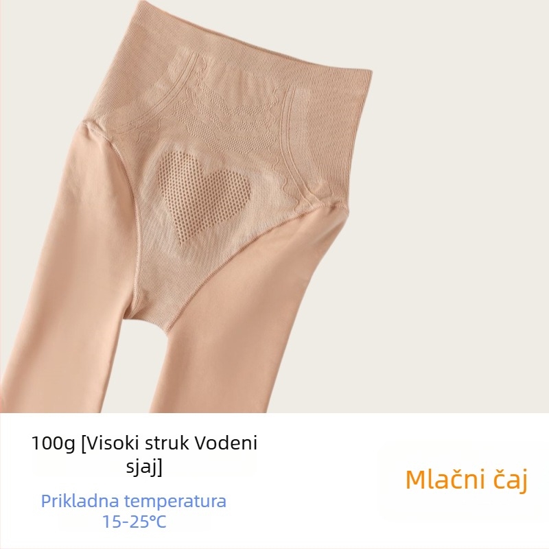 Najlon čarape s flis podstavom, debele, visok struk, podizanje stražnjice, oblikovanje nogu, zimske čarape