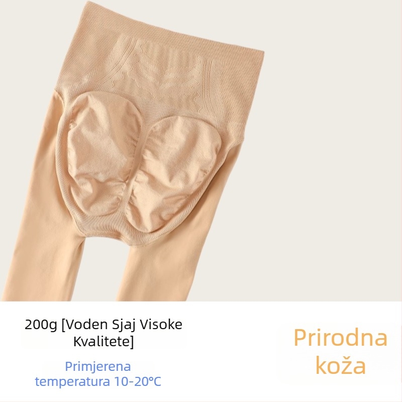 Najlon čarape s flis podstavom, debele, visok struk, podizanje stražnjice, oblikovanje nogu, zimske čarape