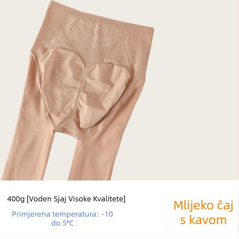 Najlon čarape s flis podstavom, debele, visok struk, podizanje stražnjice, oblikovanje nogu, zimske čarape