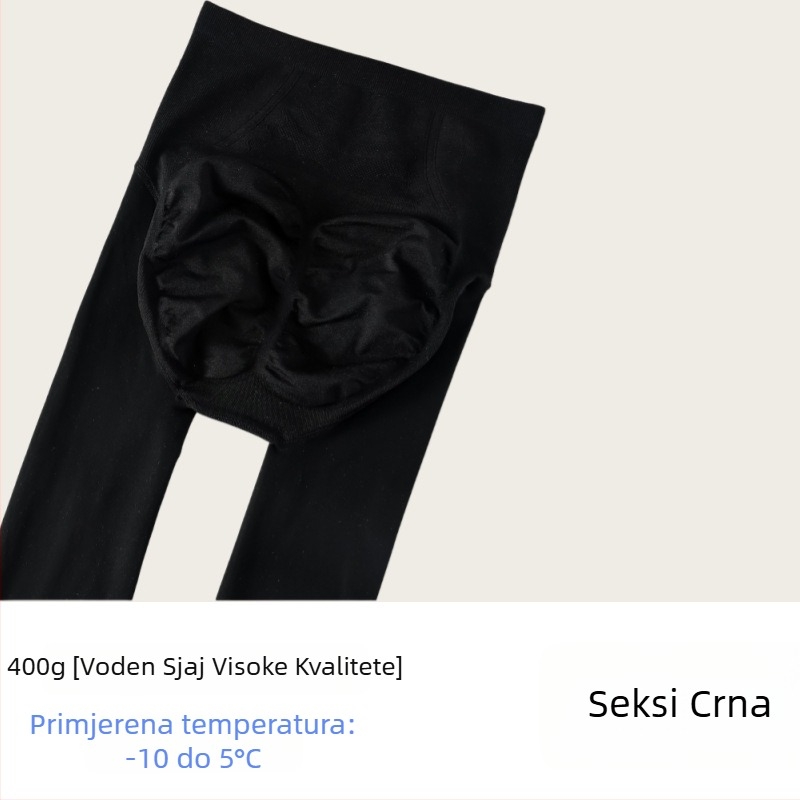 Najlon čarape s flis podstavom, debele, visok struk, podizanje stražnjice, oblikovanje nogu, zimske čarape