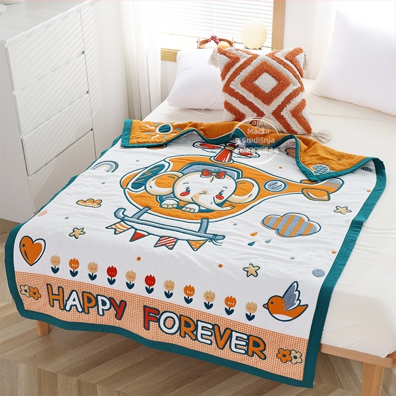 Dječja deka – deset slojeva pamučne gaze, 50% pamuk, 50% poliester, za sve sezone, jednostavan i moderan stil