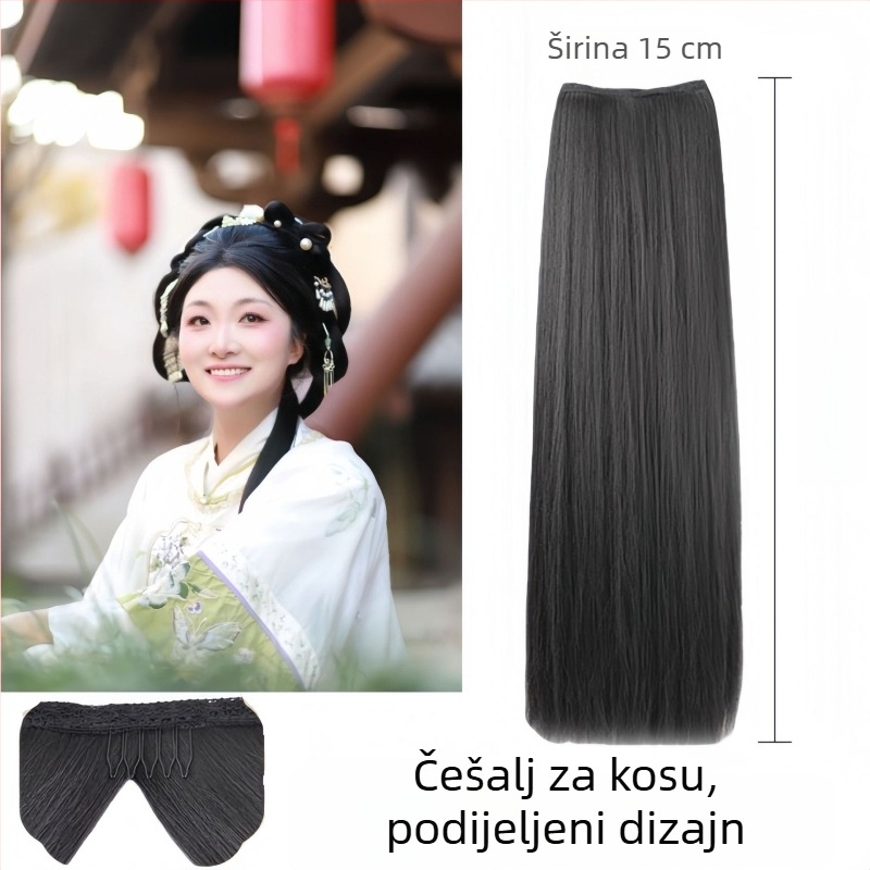 Yolimei uljna ravna perika — staro Hanfu stil, volumen, duga kosa, sredina, vlakna visoke temperature