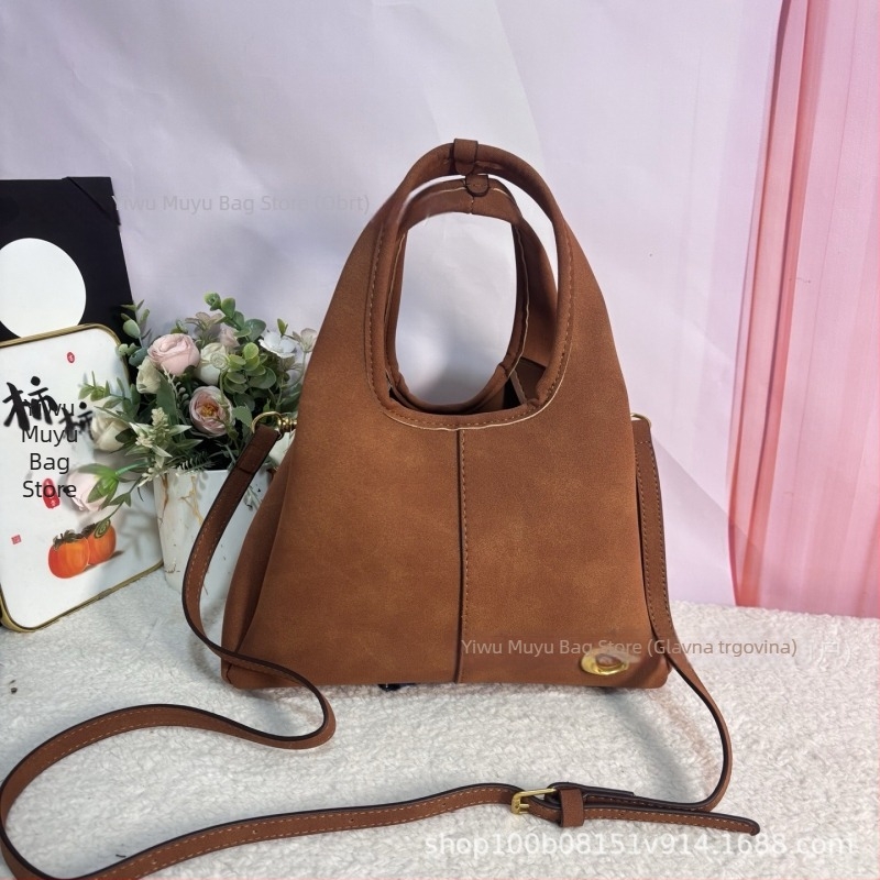 Tote torba od velura s matnom kožom, euro-američki retro stil, podstava Oxford tkanine