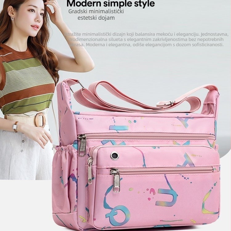 Ženska crossbody torbica s više pretinaca (Oxford platno; za slobodno vrijeme i putovanja; pretinac za mobitel; dimenzije 17×25×9 cm)