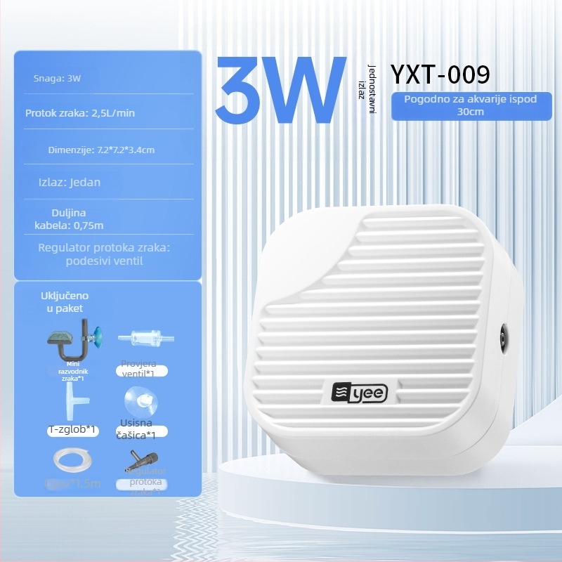 yee Pumpa za kisik za akvarij – tihi aerator, 0,5 kg težine, za kućnu upotrebu