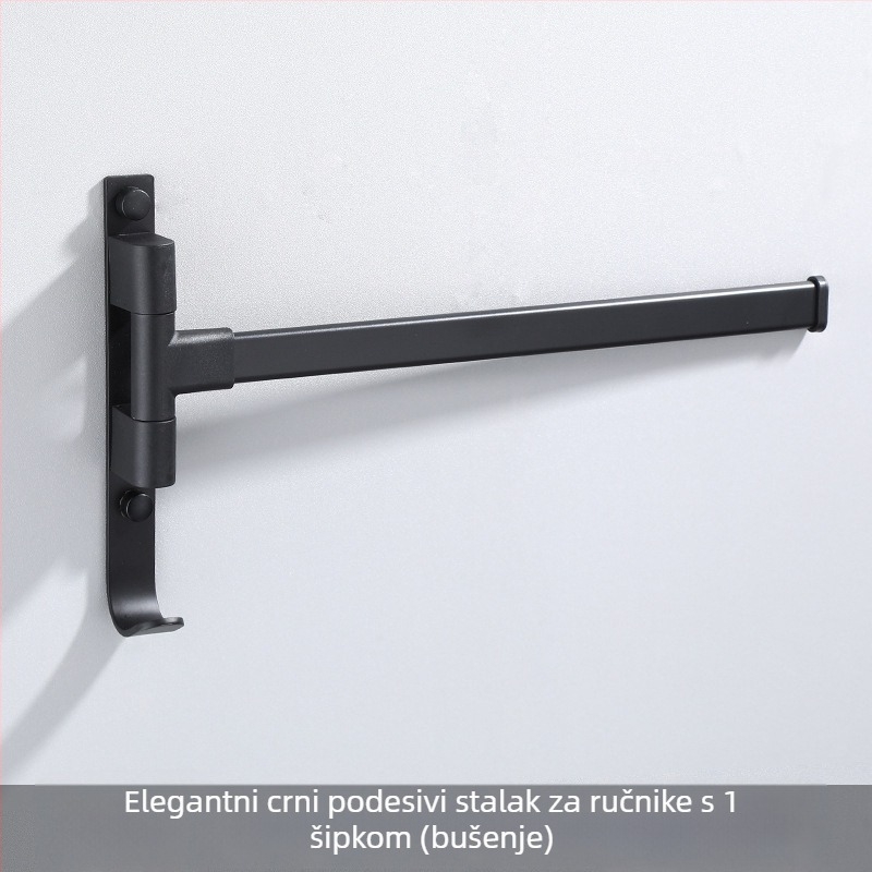 Zidni 3-slojni nosač za ručnike, bez bušenja, od aluminijske legure, premaz od pečenog laka, okretni (nosivost do 10 kg)