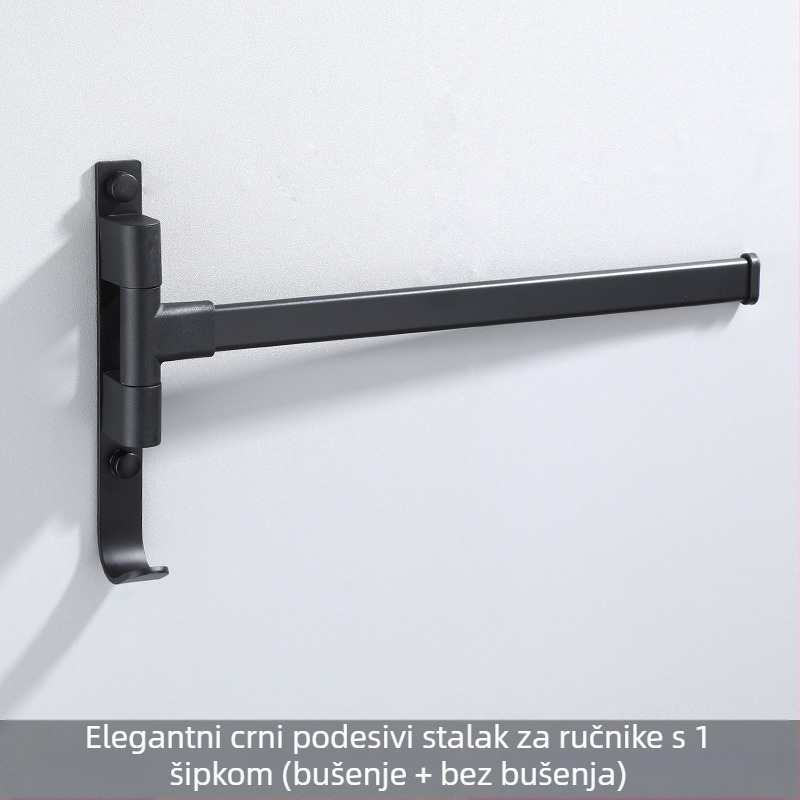 Zidni 3-slojni nosač za ručnike, bez bušenja, od aluminijske legure, premaz od pečenog laka, okretni (nosivost do 10 kg)