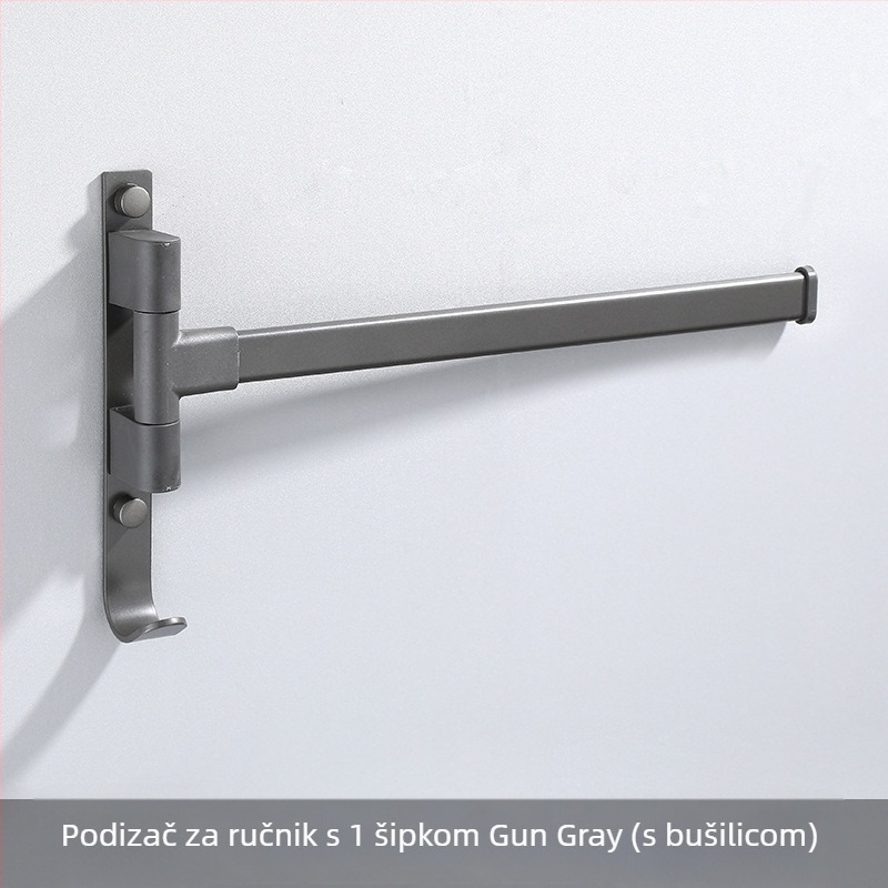 Zidni 3-slojni nosač za ručnike, bez bušenja, od aluminijske legure, premaz od pečenog laka, okretni (nosivost do 10 kg)
