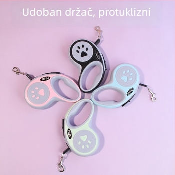 Izvlačni kaiš za pse – PP materijal, podesiv, kočnica jednim dodirom