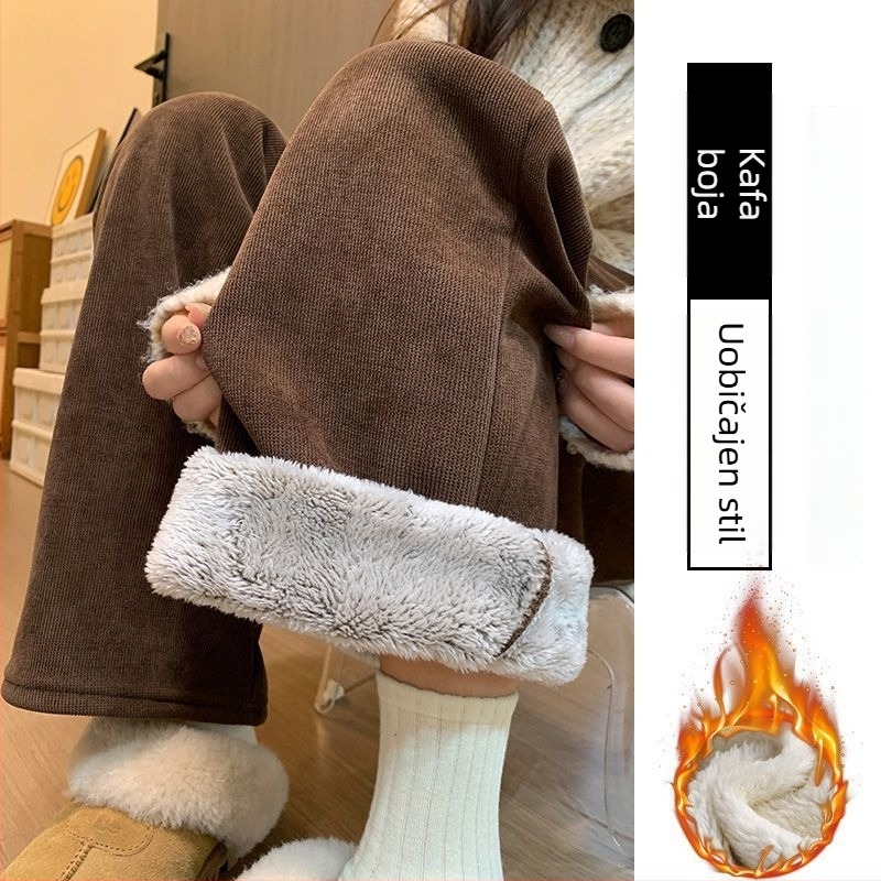 Trudničke zimske hlače s podrškom za trbuh, podstavljene flisom i toplom, visokim strukom i slobodnim krojem, poliester-elastanska smjesa, visoka elastičnost