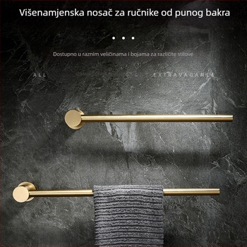 Bakreni držač za ručnike – montaža bez bušenja, nosivost 10 kg, jednoslojni dizajn, moderan minimalistički stil